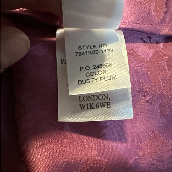 PAIGE Dusty Plum Silk Ruffle V-Neck Blouse - Picture 4 of 9